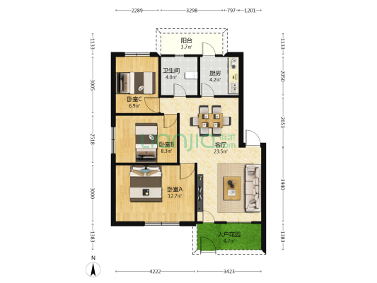 又一村花园八8期 3室1厅1卫 79平方