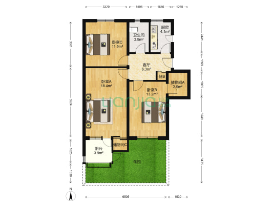 机械研究院西区 3室1厅1卫 92平方