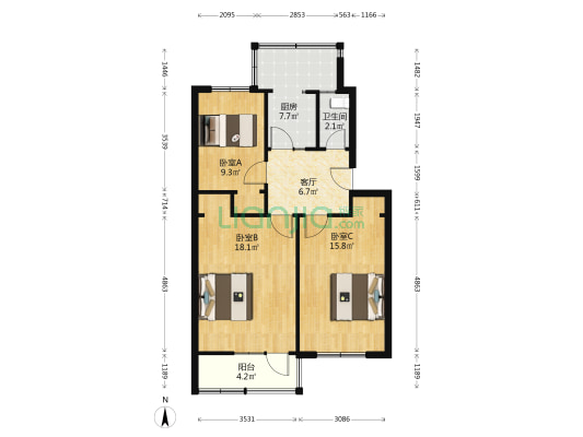 桐柏路27号 3室1厅1卫 73平方