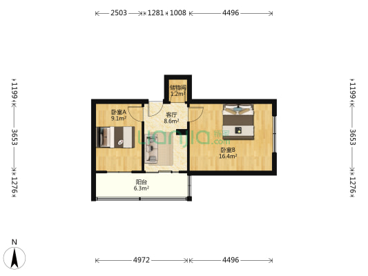 府东社区 2室1厅0卫 47平方