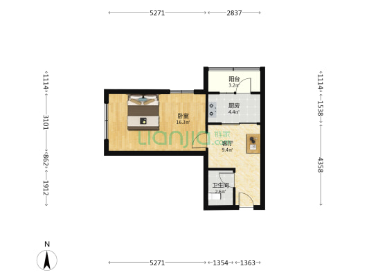 东南湖大路98号 1室1厅1卫 50平方