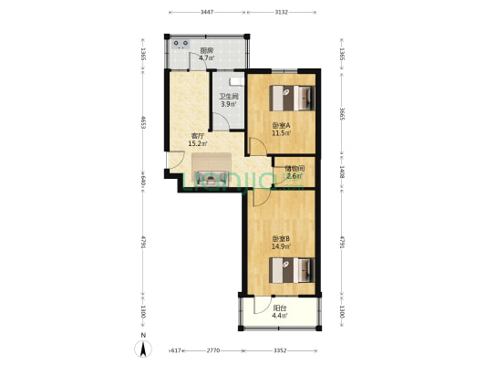 绿化队宿舍 2室1厅1卫 68平方