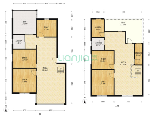 碧景苑 5室2厅2卫 174平方