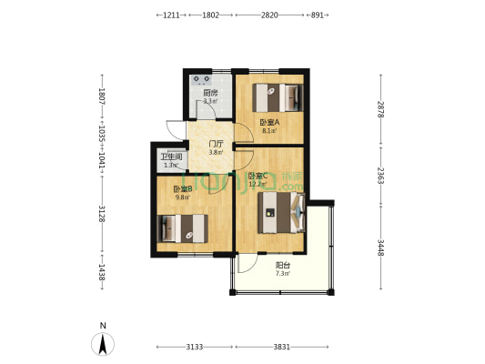 浴新南大街196号院 3室0厅1卫 48平方