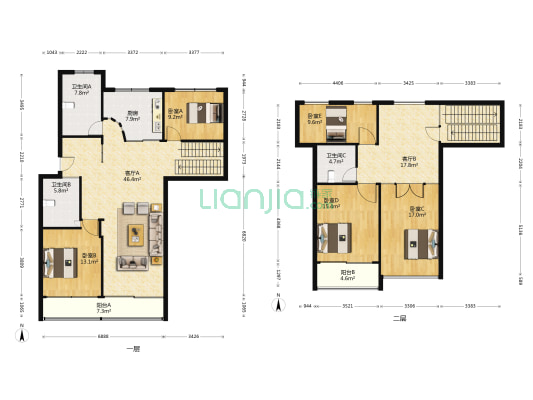 虹桥北路125号 5室2厅3卫 124平方