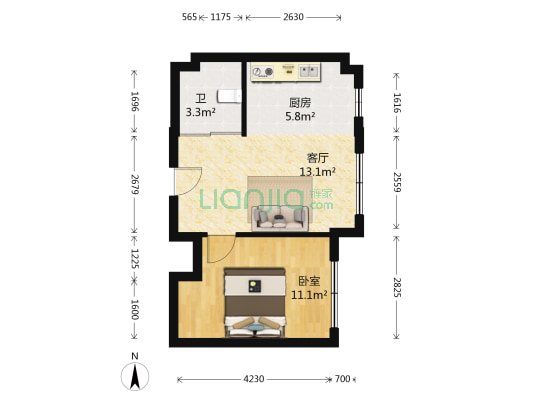 新星宇和煦 1室1厅1卫 48平方