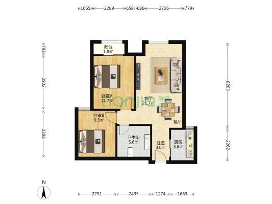 福泽坊 2室1厅1卫 76平方