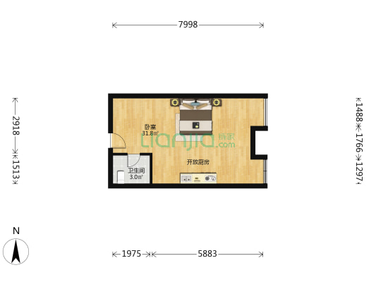 中远公馆 1室0厅1卫 48平方