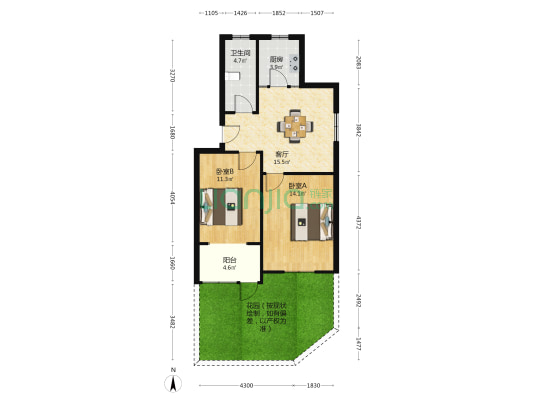 横塘东街45号 2室1厅1卫 68平方