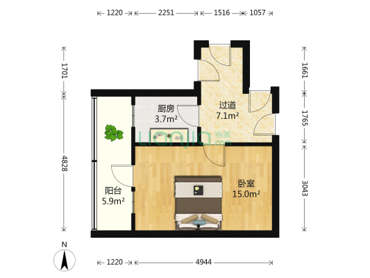 广发楼 1室0厅0卫 25平方