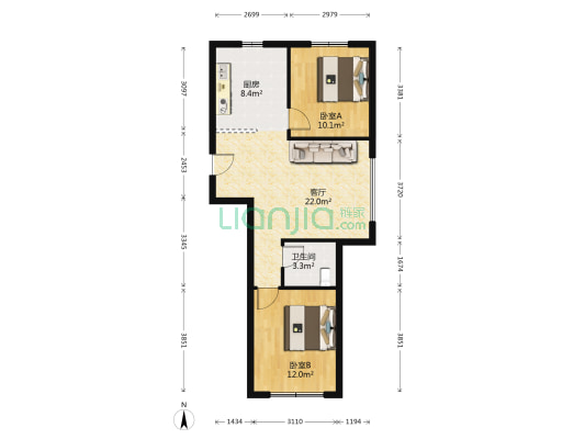 汇景园 2室1厅1卫 80平方