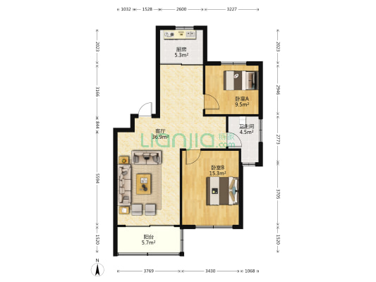 颐安雅苑 2室1厅1卫 102平方