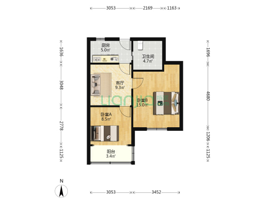吴中路830弄 2室1厅1卫 59平方