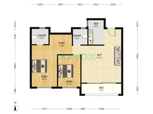 云澜庭 3室1厅2卫 118平方