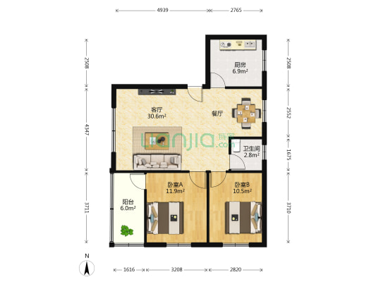宝鹭苑 2室1厅1卫 85平方