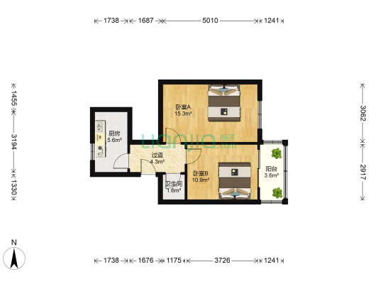 濮县路 2室0厅1卫 50平方