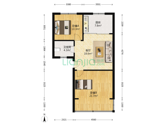 新盛花园（吴中） 2室1厅1卫 72平方