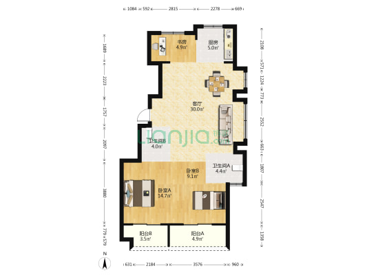 东原芳满庭 3室1厅2卫 98平方