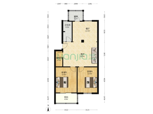 市建三公司小区 2室2厅1卫 88平方