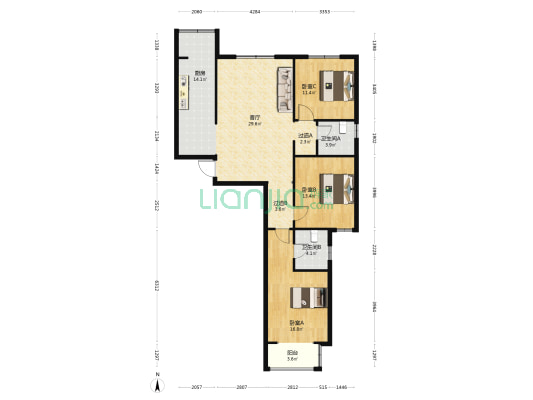 阳光领地 3室1厅2卫 139平方