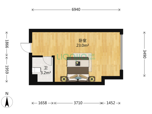第三城财富中心 1室0厅1卫 36平方