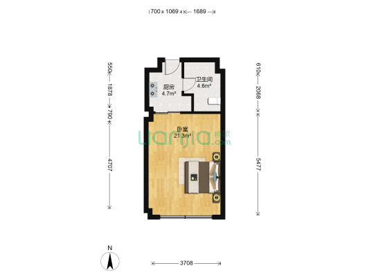 朝阳银座 1室0厅1卫 46平方