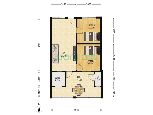 浣纱巷104号 2室2厅1卫 84平方