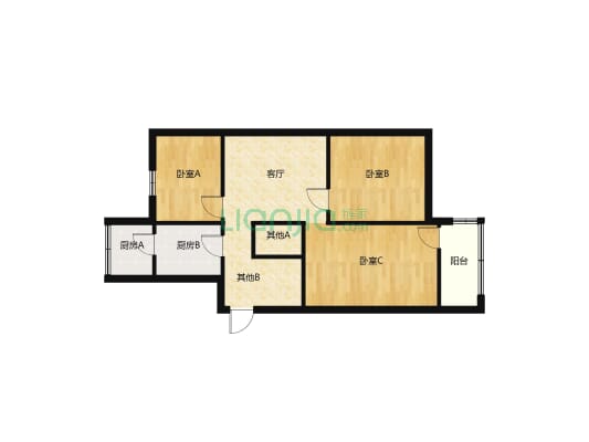 龙湖西门 1995年房龄 满五唯一 带小房-户型图