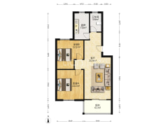 政法街旁精装修两居室出售南北通透户型号-涿州唐人花园户型图