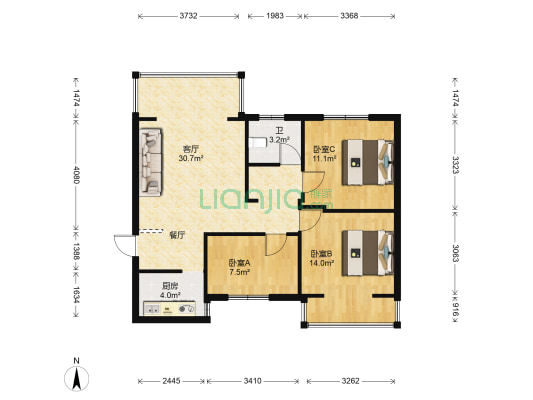 庙湾商贸小区 3室1厅1卫 81平方