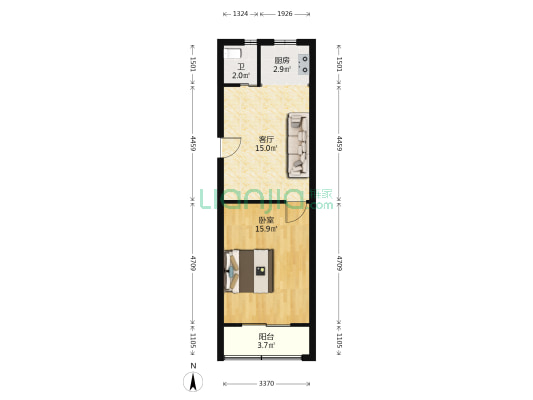 御道街58号 1室1厅1卫 48平方