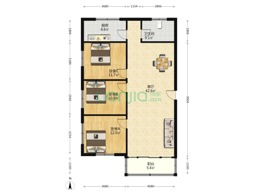 外贸车队家属院 3室1厅1卫 116平方