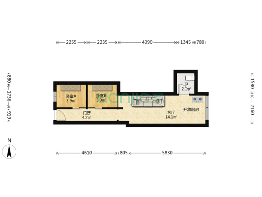 国际大厦 2室1厅1卫 45平方