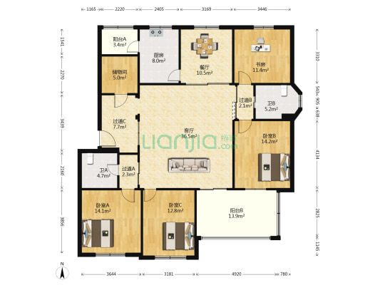 滨江新村 4室2厅2卫 179平方