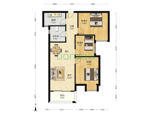 啟福城·福苑 3室1厅1卫 101平方