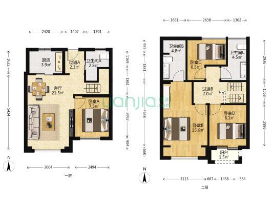 世茂国风宸曦 4室1厅3卫 92平方