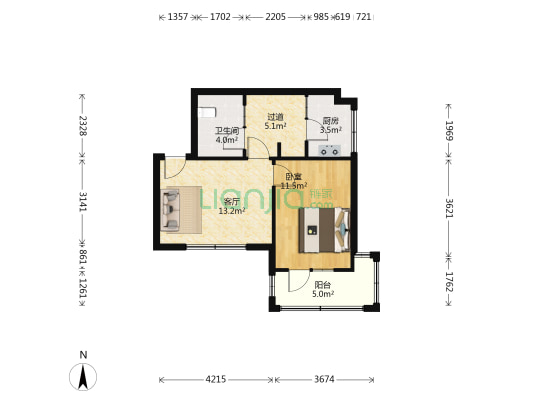 清水江生活小区（西工厂家属区） 1室1厅1卫 48平方