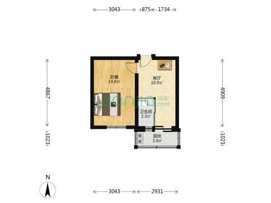昆山东路 1室1厅1卫 42平方