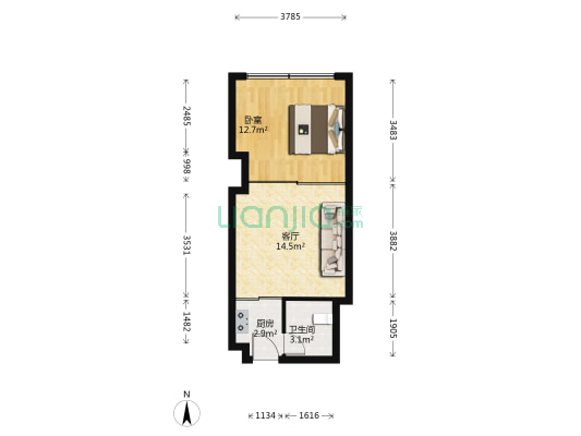 新世纪豪园 1室1厅1卫 47平方