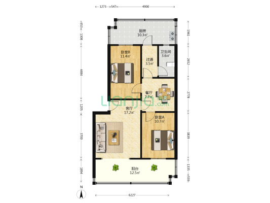 联碱厂宿舍 2室2厅1卫 86平方