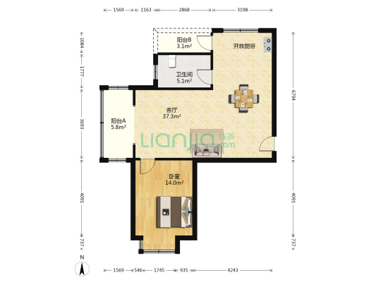 惠阳新苑 1室1厅1卫 77平方