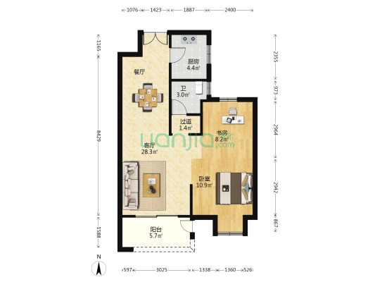 李家洋新府 2室1厅1卫 82平方