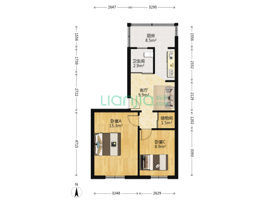 全安小区 2室1厅1卫 58平方