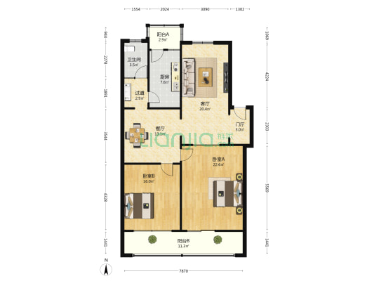 机电公司家属楼 2室2厅1卫 121平方