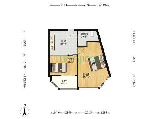 宝文都市公寓 2室0厅1卫 54平方