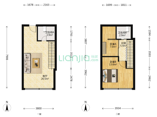 明海公寓 2室1厅2卫 41平方