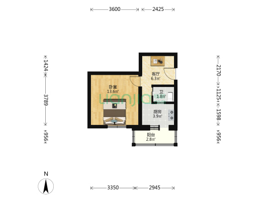 西大望路甲27号院 1室1厅1卫 37平方