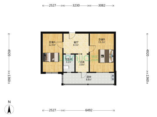 开发楼 2室1厅1卫 60平方