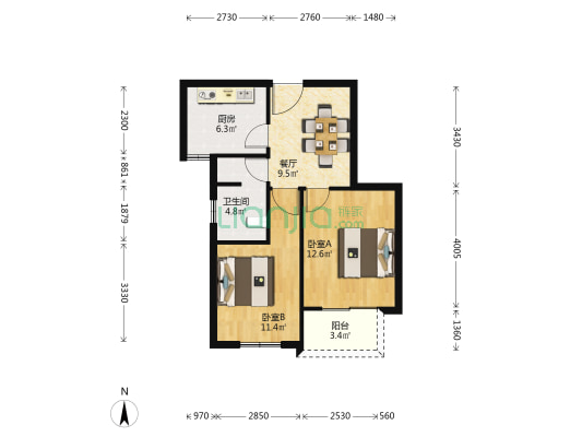 黄山坊 2室1厅1卫 66平方