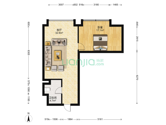 柯桥上书房 1室1厅1卫 93平方